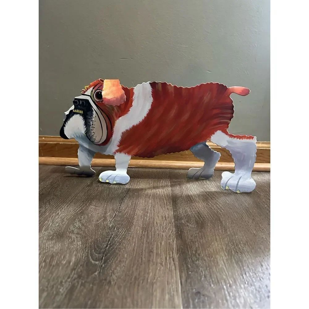Vintage Bella Casa by Ganz Metal Art Bulldog Stand Up Decor New Old Stock 16”